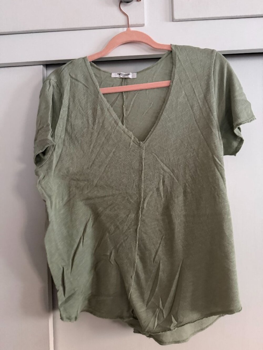 Project Social v-neck green shirt sz large WOMENS
